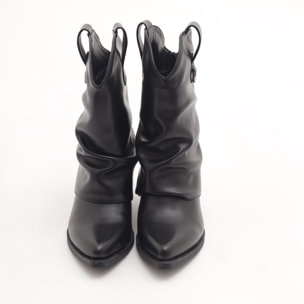 STIVALETTO TEXANO RISVOLTATO NERO