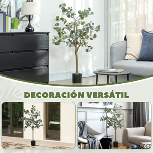 Planta Artificial Decorativa Grande 120 cm Eucalipto Artificial Árbol Sintético de Interior con 230 Hojas Decoración para Hogar Oficina Balcón Dormitorio Verde