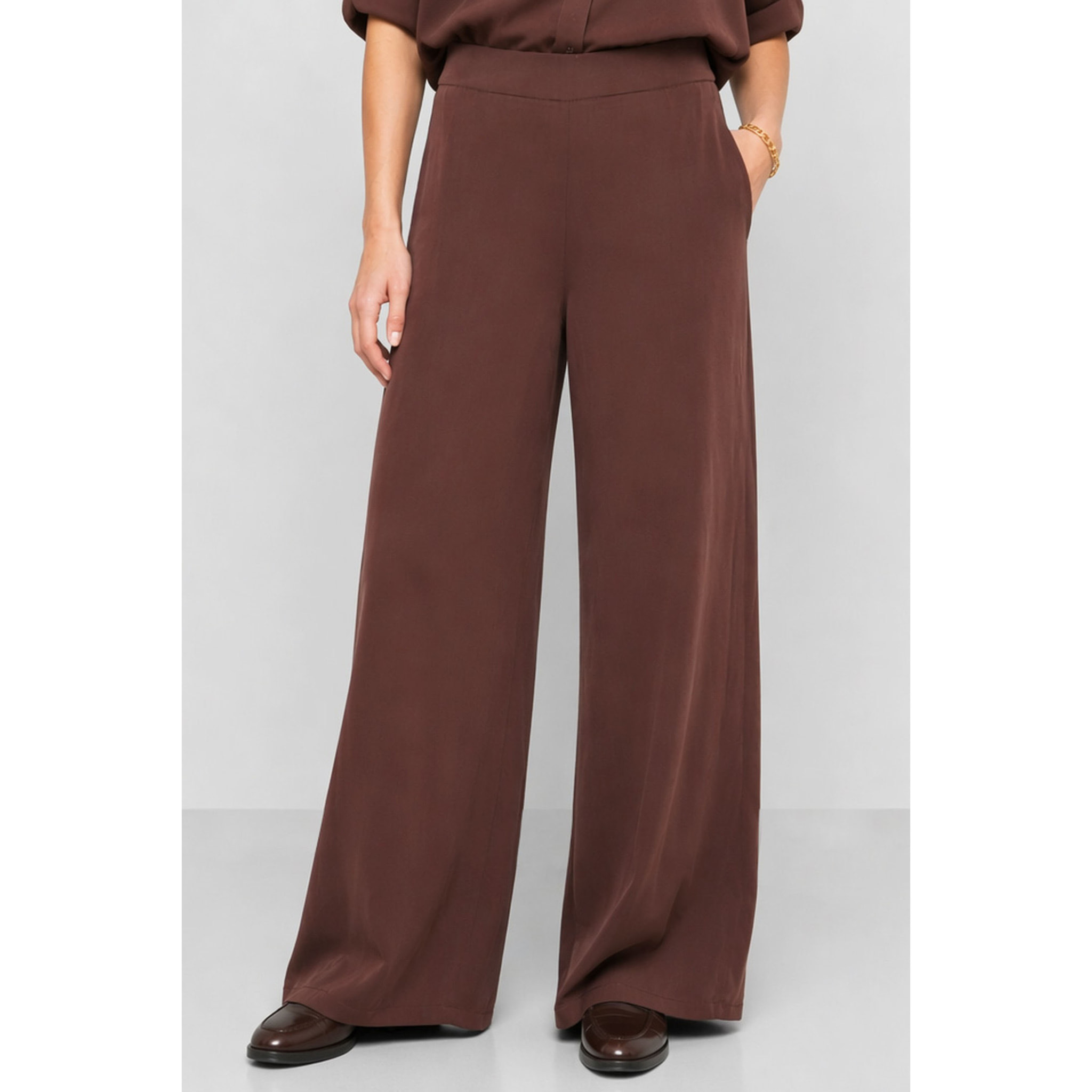 Kocca - Pantaloni da donna a gamba larga e vita alta in viscosa Donna