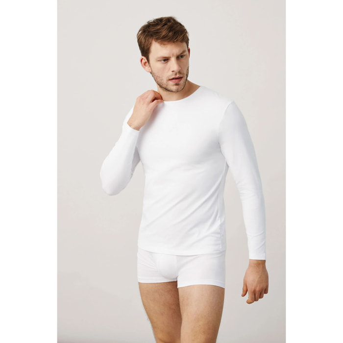 Maglietta bianca a maniche lunghe in cotone