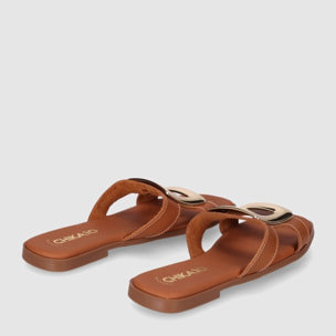 Sandalias de Piel - Cuero - Tacón: Bajo