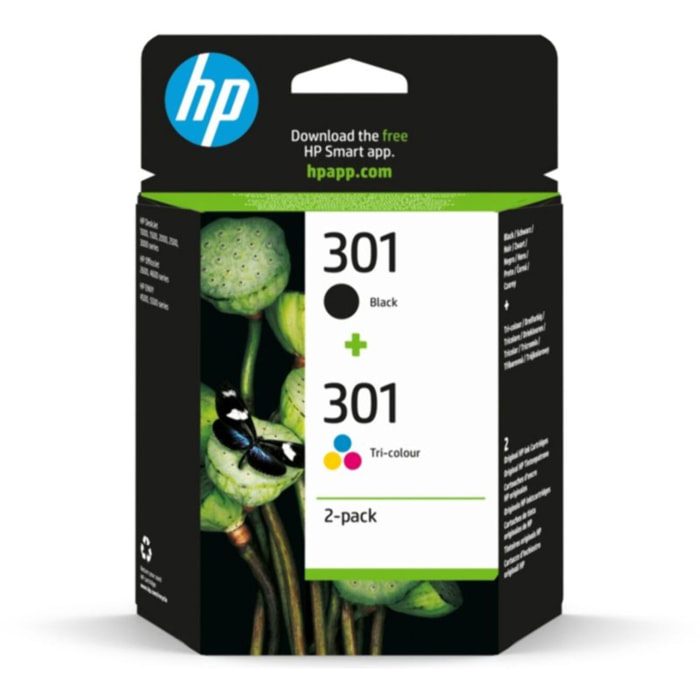 Cartouche d'encre HP Pack de 2 Originales 301 (Noir + 3 Couleurs) - CR340E