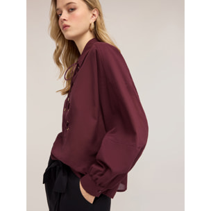 Motivi - Camicia over in mussola con lacci - Viola