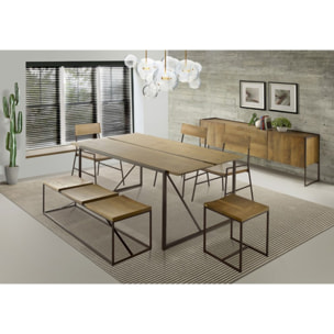 Table de repas en bois massif et métal L195cm - NORDIK
