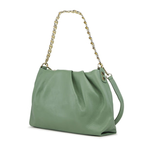 Borse Donna colore Verde-in pelle Made in Italy 24x32x11cm