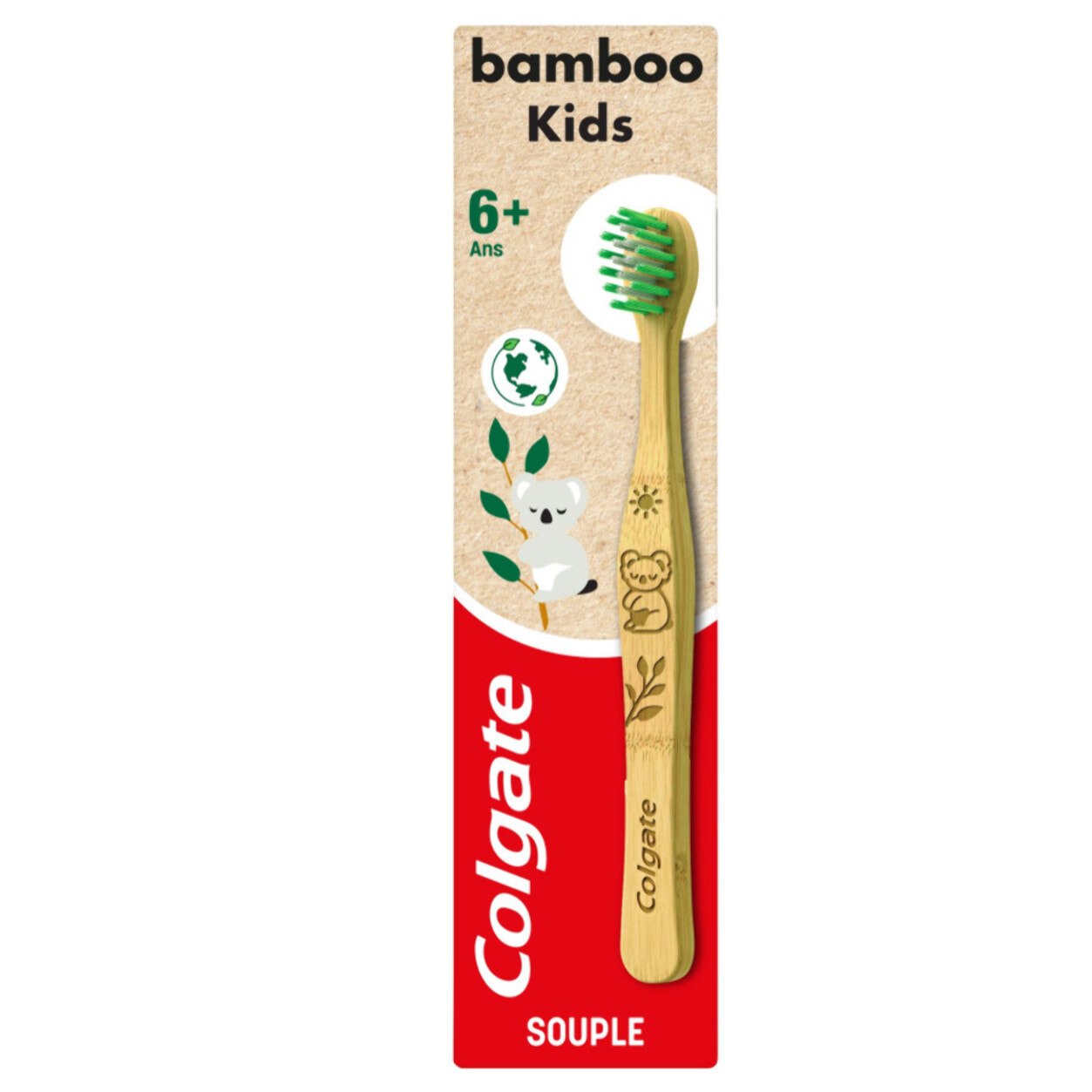 Pack de 12 - Brosse à dents enfant Colgate Bambou avec Brins infusés au Charbon Souple