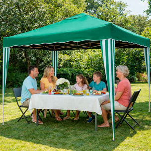 Gazebo Pieghevole 3x4 M in Acciaio con Telo Idrorepellente 160 g/m² Anti-UV Struttura Robusta Apertura Rapida a Fisarmonica Borsa e 4 Sacche Verde