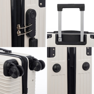Juego de 3 maletas Trolley, en material ligero ABS de alta resistencia con esquinas reforzadas. Cerradura numérica y 4 ruedas dobles extraíbles y giratorias 360°.