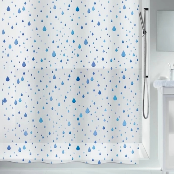 Rideau de douche PEVA WATERDROP 180x200cm Bleu & Blanc Spirella