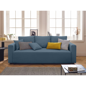 Regala - canapé 3 places - convertible avec coffre - en tissu - Bleu Ardoise