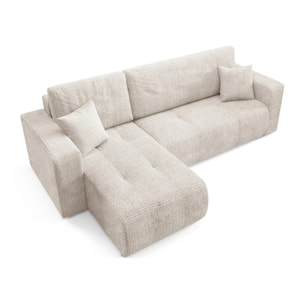 AURORE - Canapé d'angle gauche 3 places en tissu texturé beige