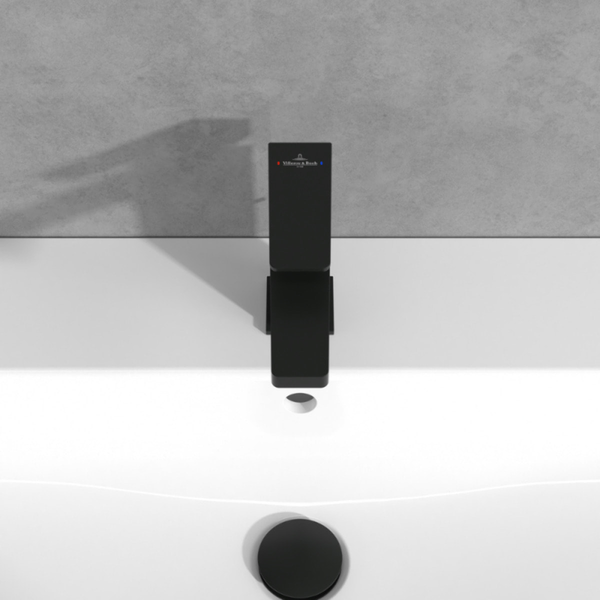 Mitigeur lavabo Architectura Square avec tirette Noir mat