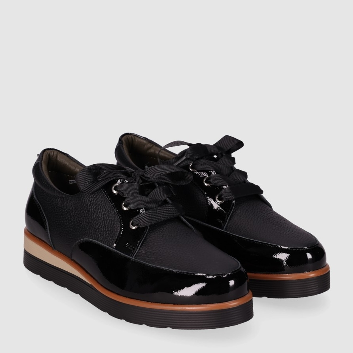 Zapatos de Piel - Negro - Tacón: Bajo