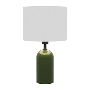 Becker - Lampe à poser en céramique verte avec abat-jour en lin naturel