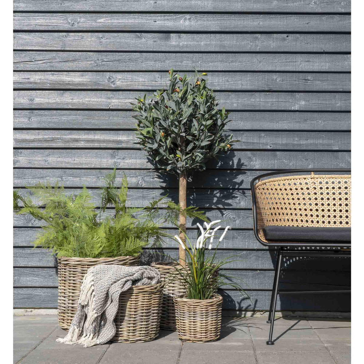 Set di 4 cesti Bogor rotondi in rattan kubu naturale - misure assortite