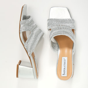 Sandali in simil pelle con tacco comodo quadrato