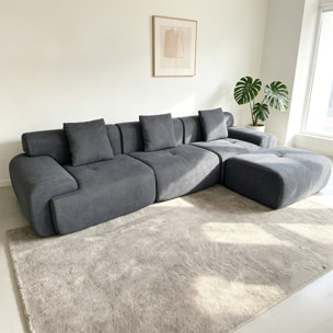 Canapé nuage compressé modulable en tissu chenille gris 4-5 places BURGESS