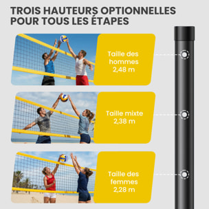 Ensemble volley-ball badminton hauteur filet réglable ballon 4 raquettes 4 volants lignes sac
