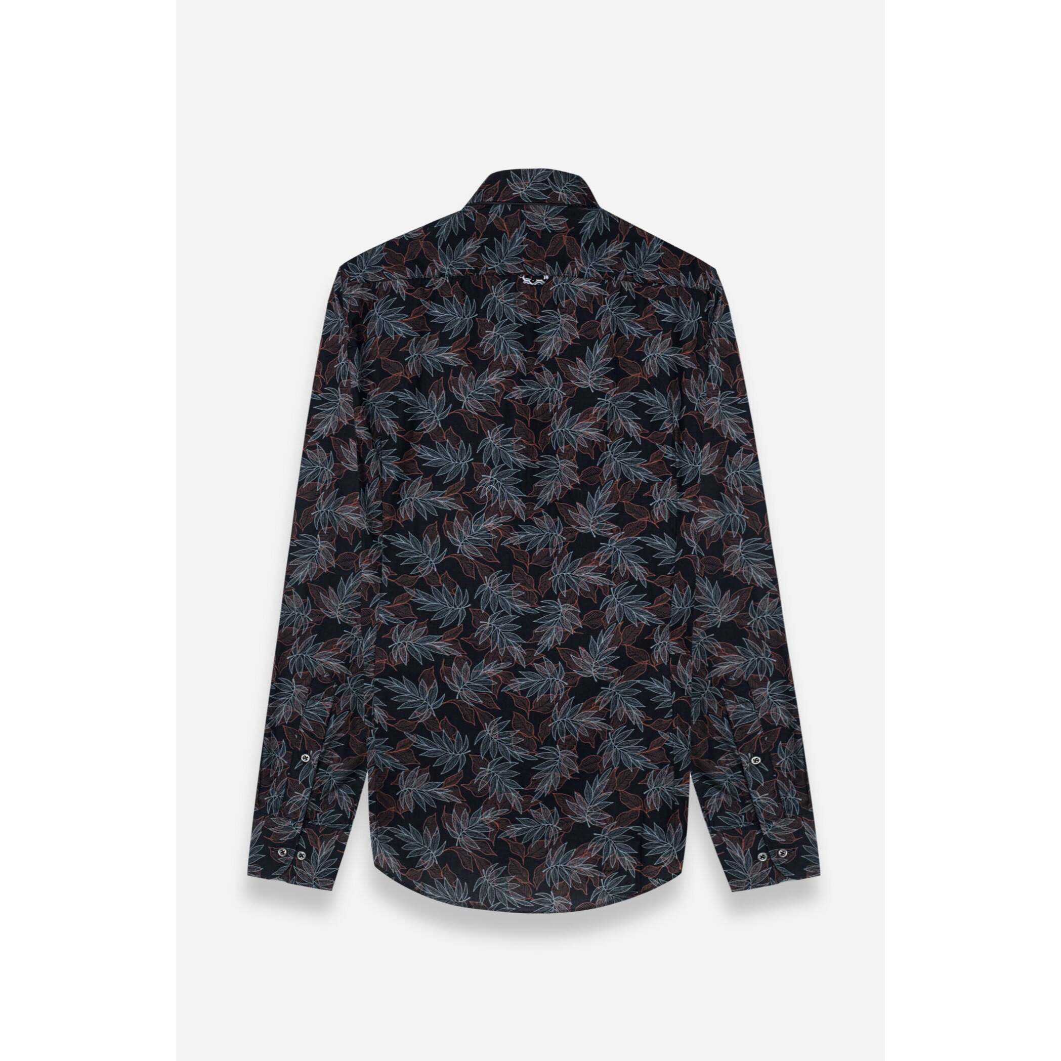 Camicia Uomo 1 Bottoni Button Down Slim Popeline Fantasia Verde Scuro e Mattone