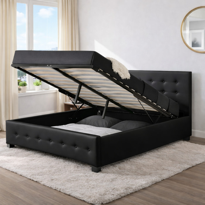 Lit coffre 140 x 190 cm noir BILBAO
