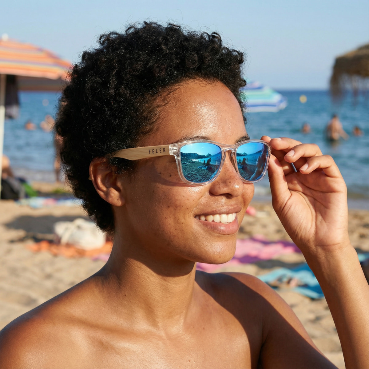 Gafas de Sol Feler 1512M-4 Polarizadas de Madera Unisex 52 mm