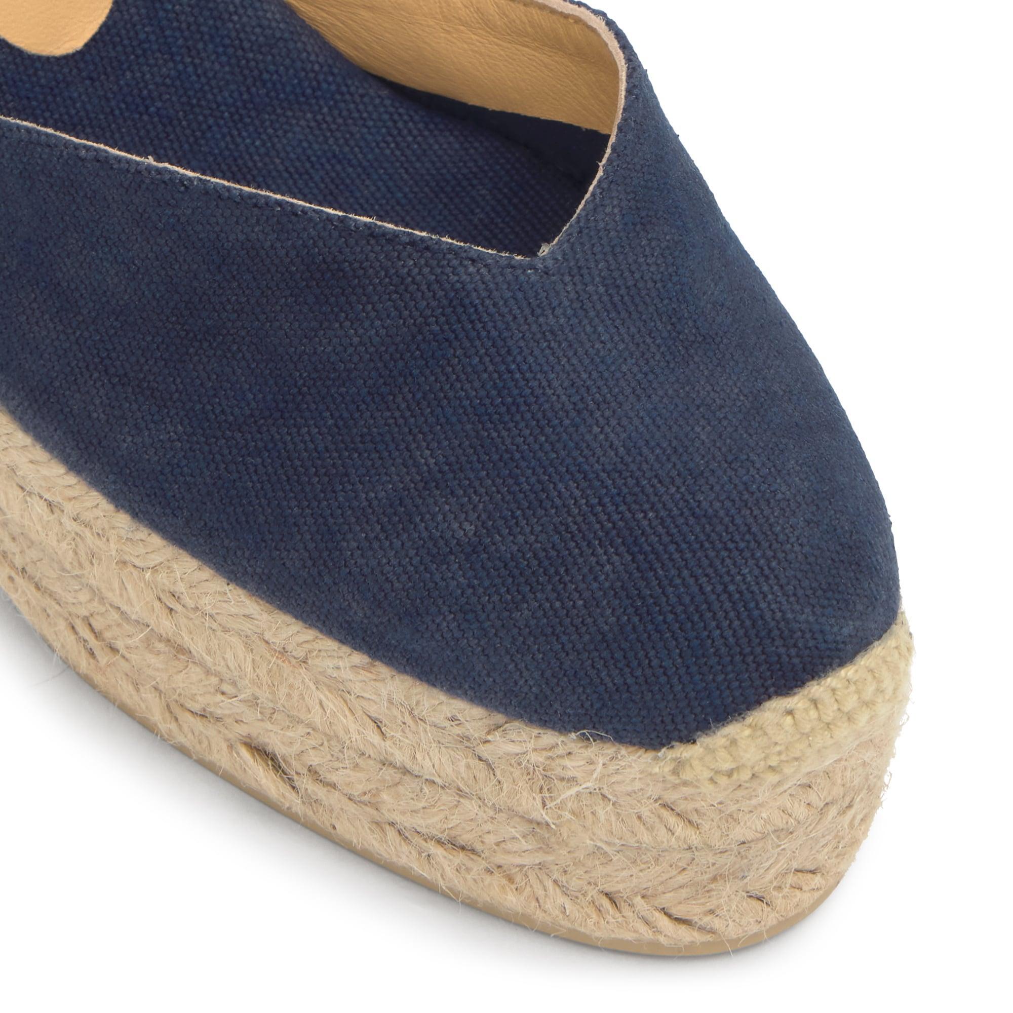 Alpargata de cuña 8 cm en lona de algodón con lazo al tobillo