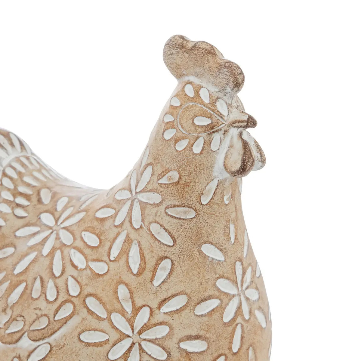 Poule déco Linda H.20cm résine beige