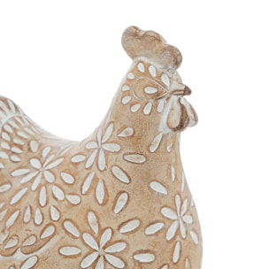 Poule déco Linda H.20cm résine beige