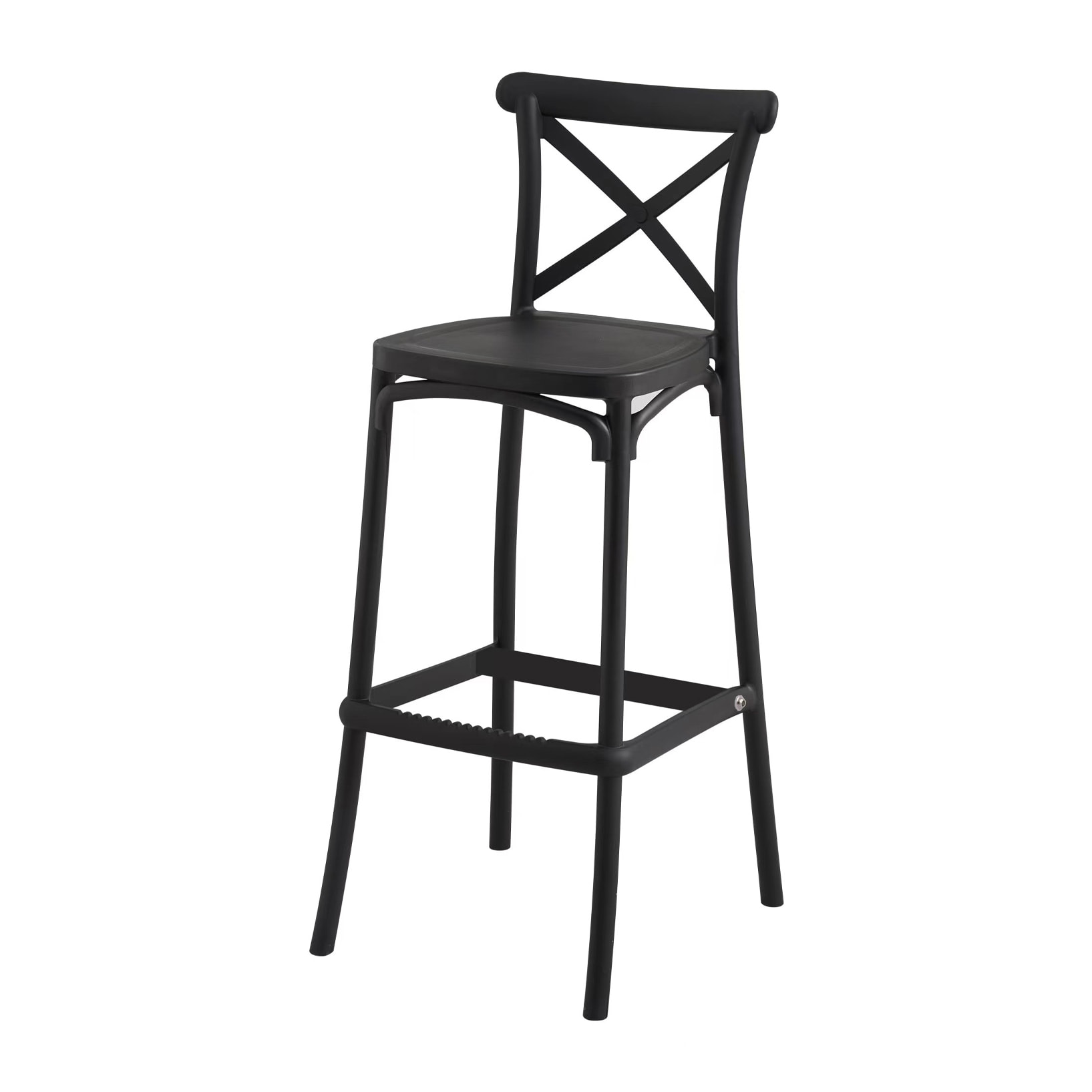 Set da 4, Sgabello da bar cross,in polipropilene nero