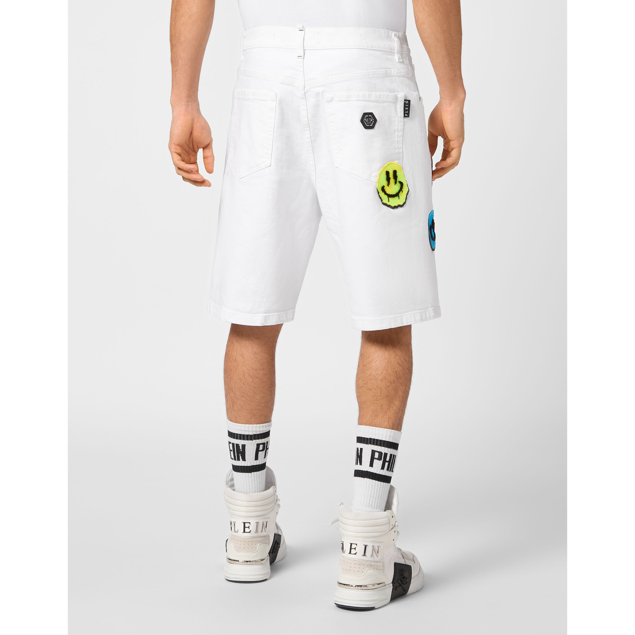PHILIPP PLEIN DENIM SHORTS SMILE