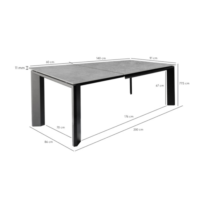 Table extensible en céramique gris clair 140/200 cm - SOHO