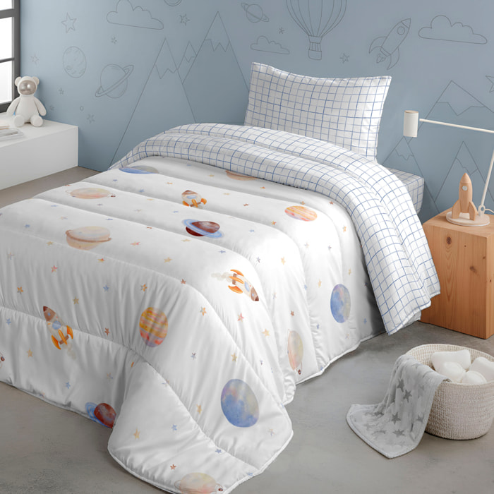 Cool Kids - Edredón Nórdico Estampado - Reversible - Infantil - 100% Algodón - 200 gr/m² con Tacto Pluma - Astro