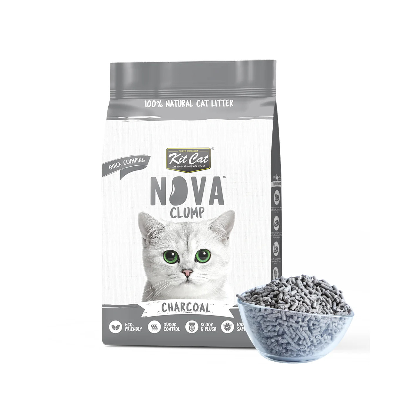 Kit Cat Arena Eco Nova - Charcoal 7 L Arena para gatos