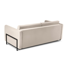 Canapé convertible "Yanis" 3 places en velours beige