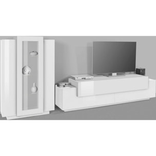 Parete attrezzata Isaia, Set salotto porta TV, Mobile soggiorno multiuso, 100% Made in Italy, cm 280x45h120, Bianco