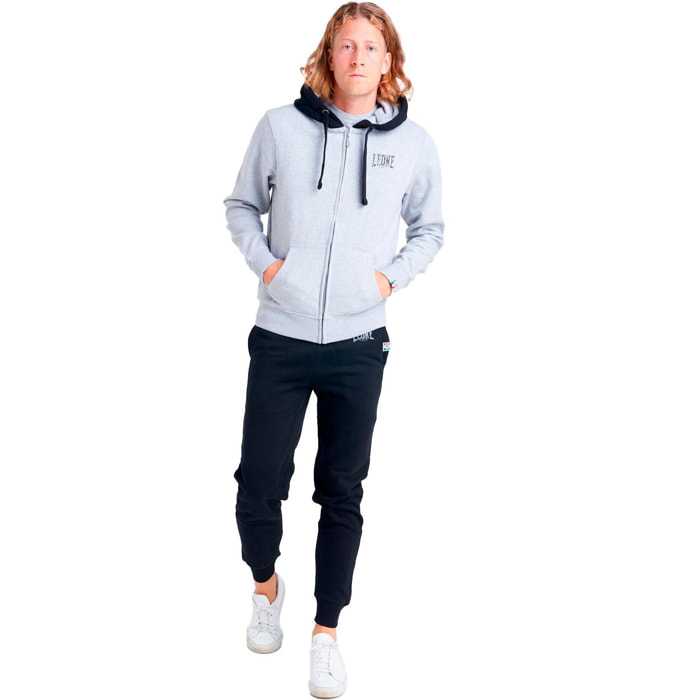 Chándal de invierno cepillado para hombre Leone Basic Vintage con capucha y cremallera