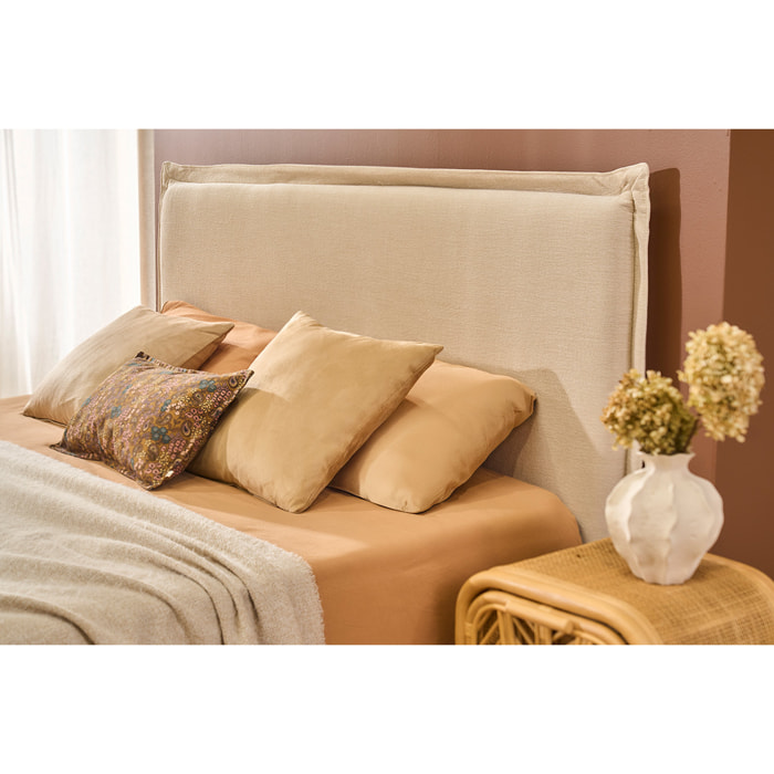 Tête de lit en tissu effet lin beige L160 cm PIA