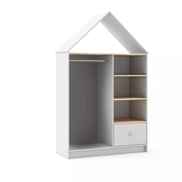 Armario vestidor juvenil Misty Cloud Blanco - Oak Soft