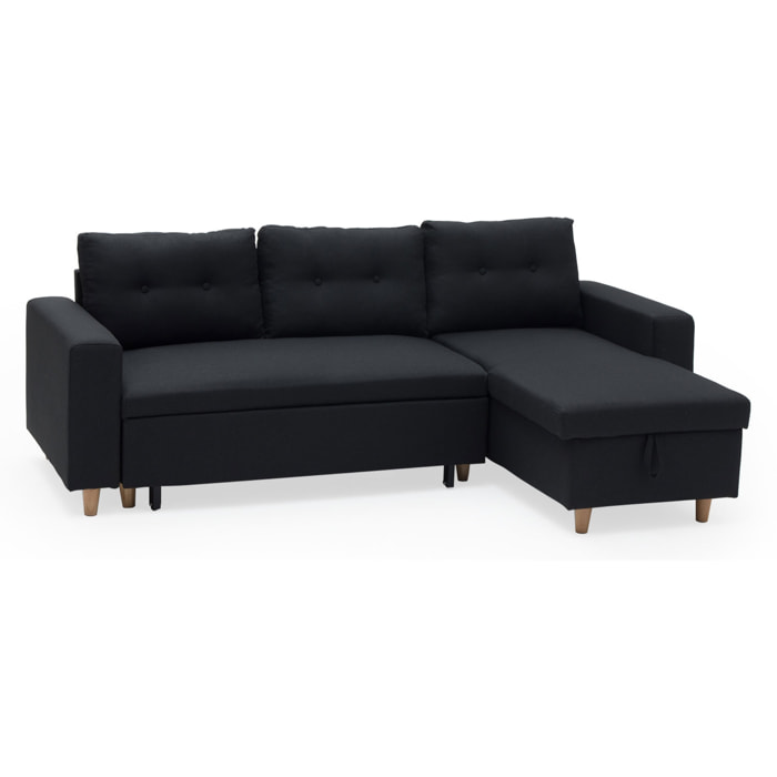 Canapé d'angle convertible WADE 3 places gris anthracite