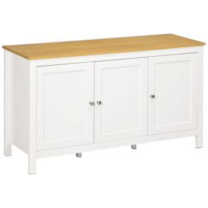 Aparador Armario de Cocina con 3 Puertas Buffet de Salón con Estantes Ajustables para Comedor Estilo Moderno 120x40x70 cm Blanco