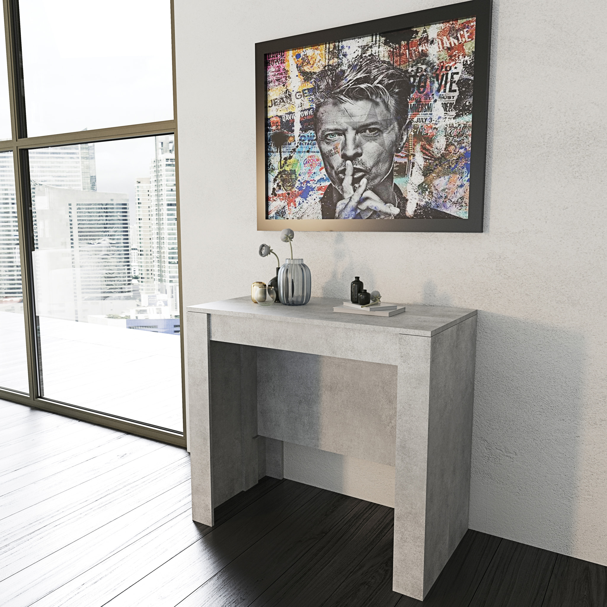 Tavolo Consolle Allungabile Oslo Fino A 2.37 Metri Tavolo 10 Posti Salvaspazio Design Moderno Consolle per Casa Ufficio 78 x 51 x 90 cm Grigio Cemento
