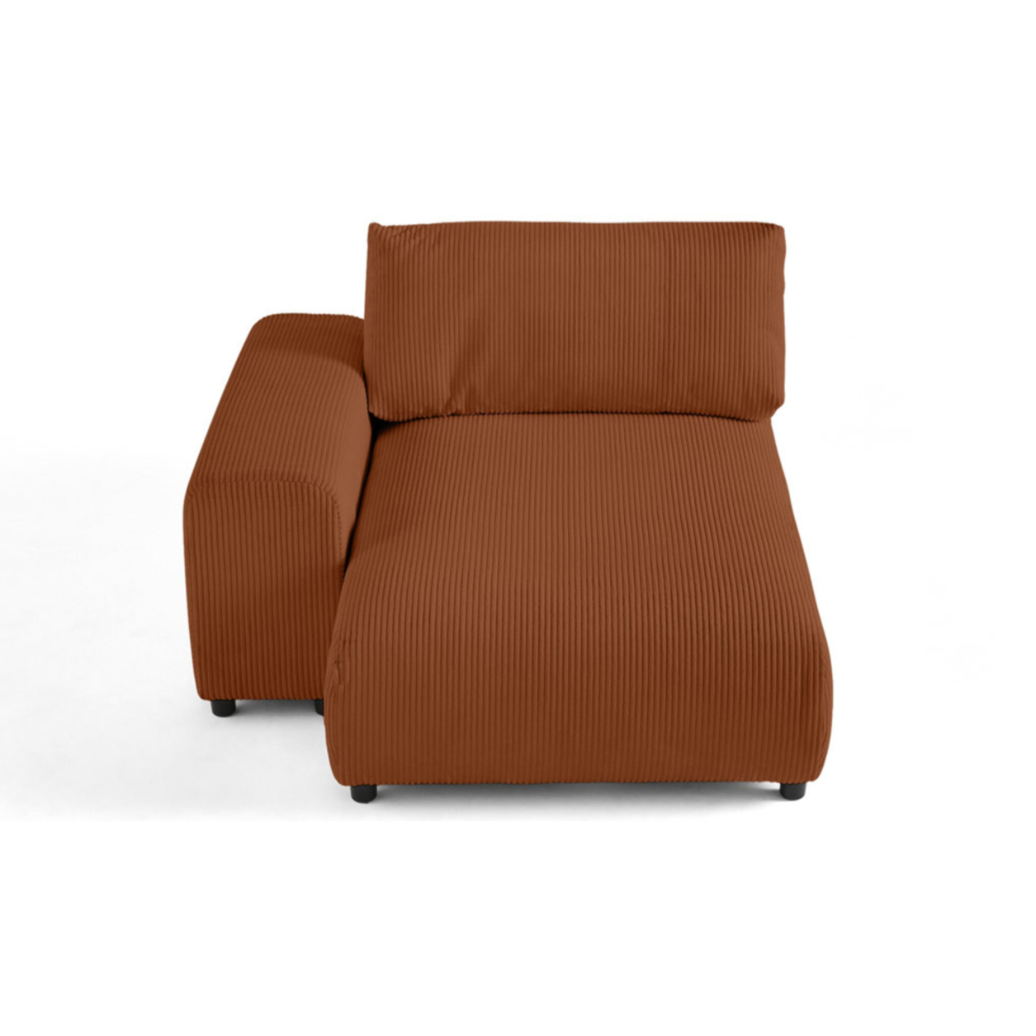 Garance - module d'assise méridienne gauche - en velours côtelé - Terracotta