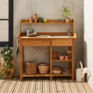 Table de rempotage bois 1 évier 3 crochets 1 tiroir CAPUCINE