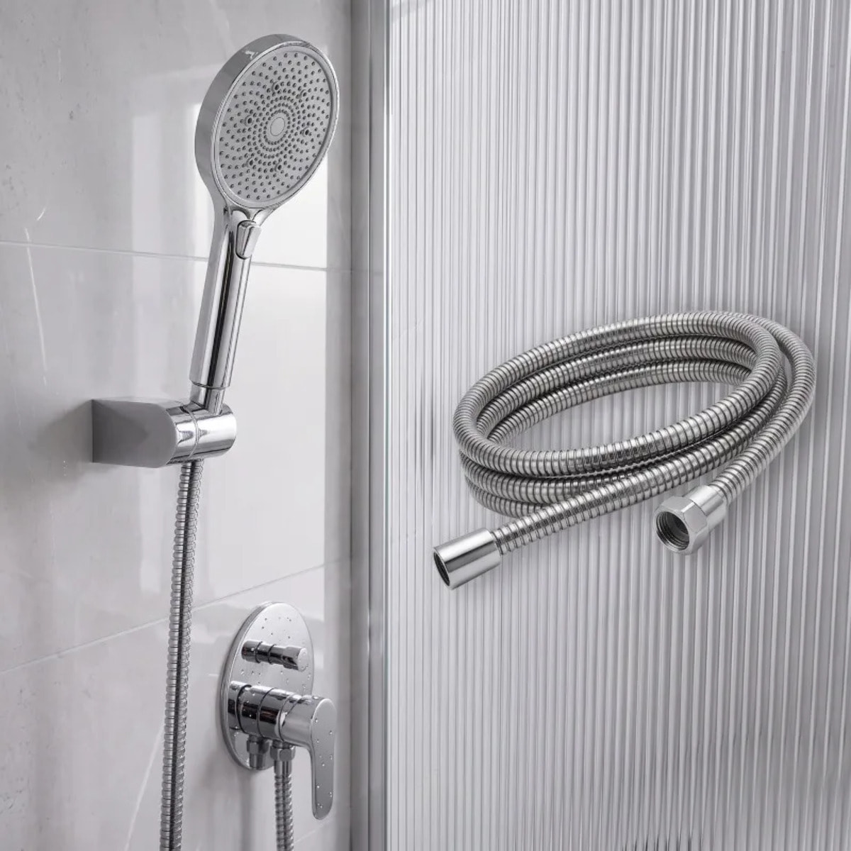 Flexible de douche MSV Teddy 1,50 m Ø14 mm – Double verrouillage anti-torsion – Chrome