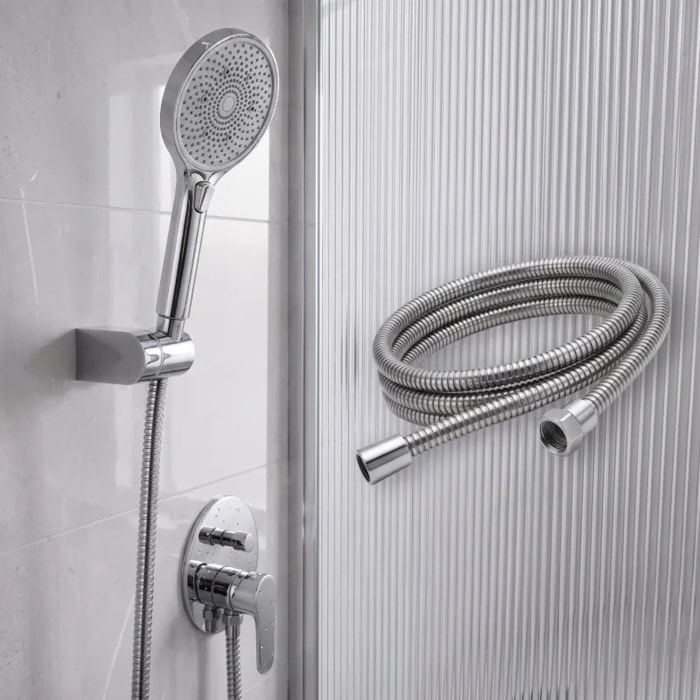 Flexible de douche MSV Teddy 1,50 m Ø14 mm – Double verrouillage anti-torsion – Chrome