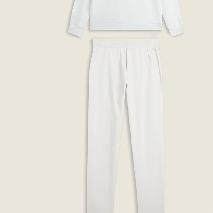 Tuta donna zip e collo alto in felpa con dettagli paisley