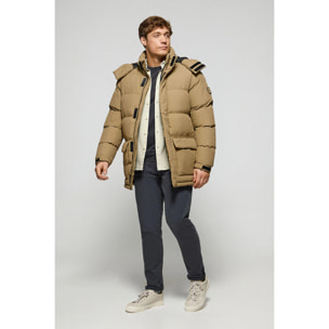 Chaqueta beige oscuro Midtown de capucha desmontable y detalles Polo Club