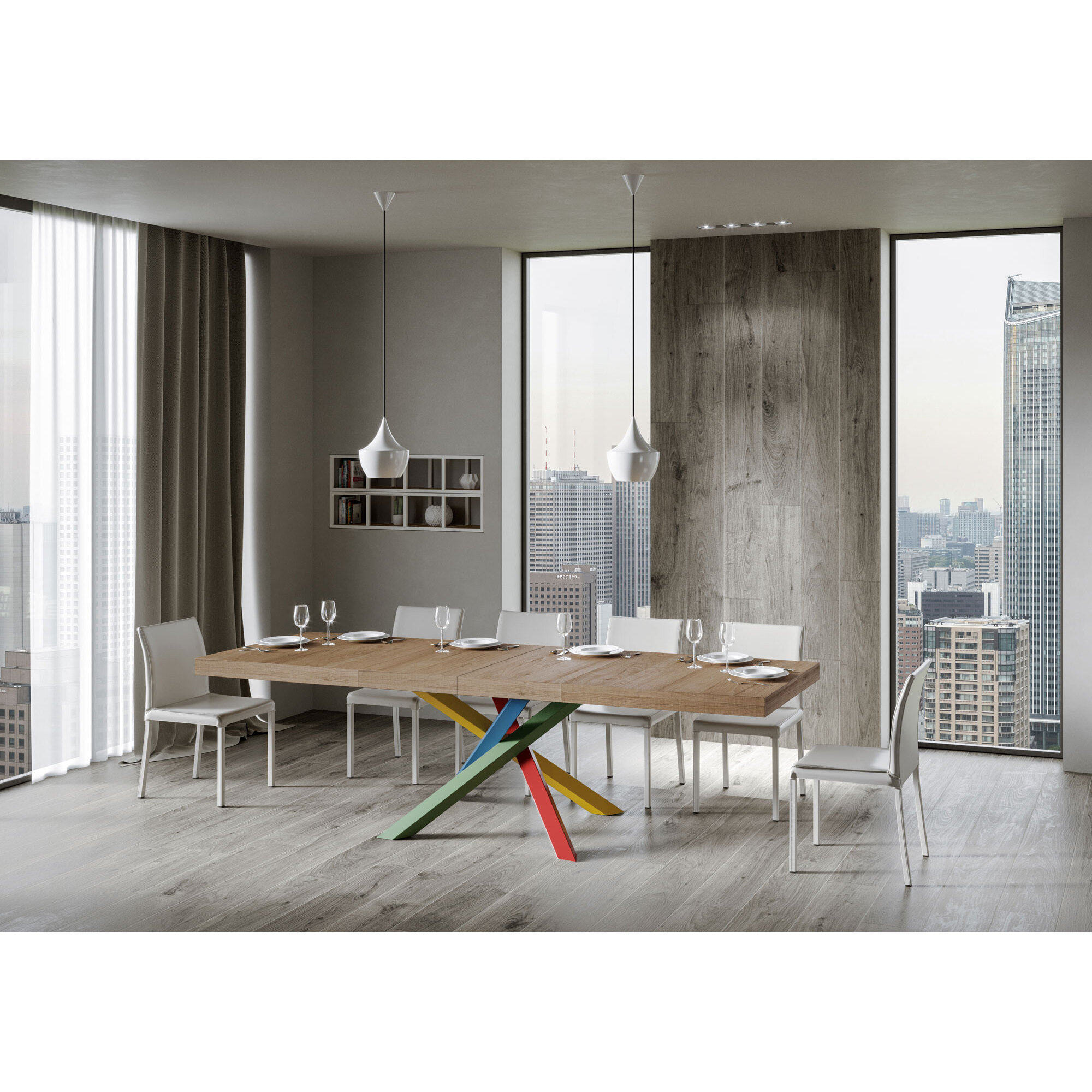 Table extensible 90x160/264 cm Volantis Premium Chêne Nature cadre 4/B