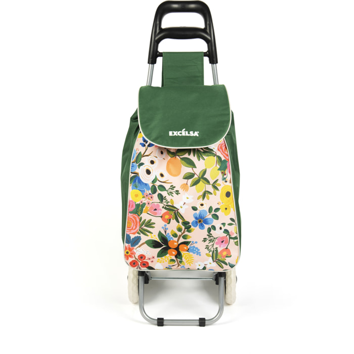 Carrello portaspesa Excelsa Fiori Frida, capacità 38 L, sacca removibile idrorepellente