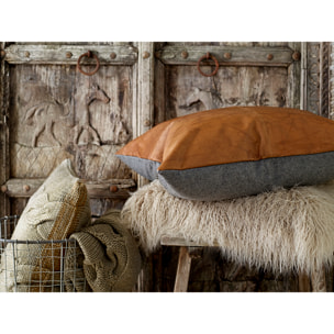 Coussin 60x60 Lodge leather Noir/Tobacco